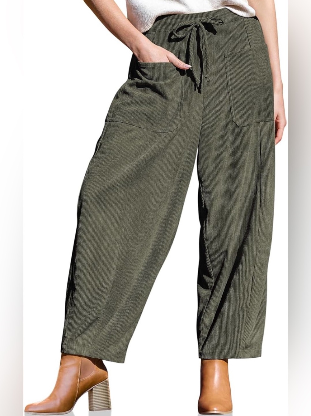 TARSE Women’s S 4-6 Corduroy Pants Baggy Wide Leg Casual  Palazzo Harem pant
